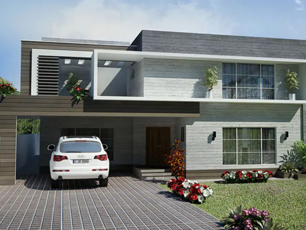 3d render of a block paved driveway